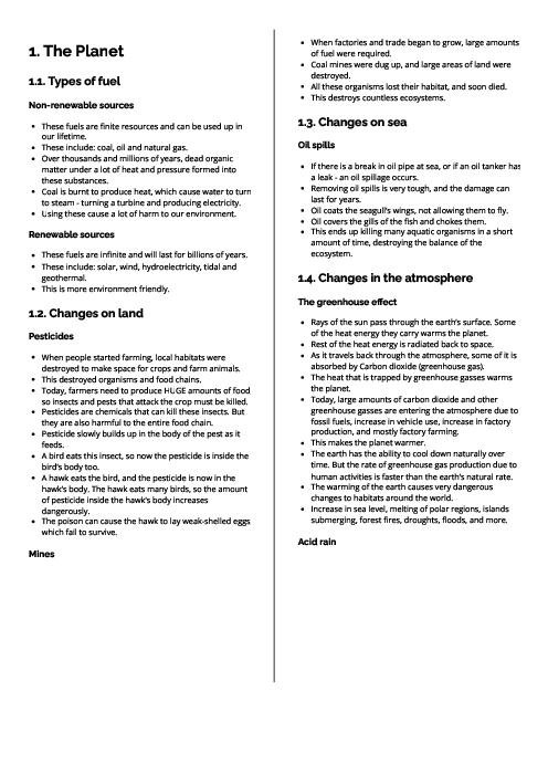 Checkpoint Science (Biology) | The Planet Revision Note