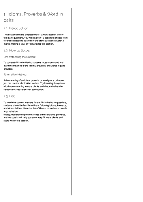  Bengali (3204) Idioms, Proverbs and Words in Pairs Revision Note