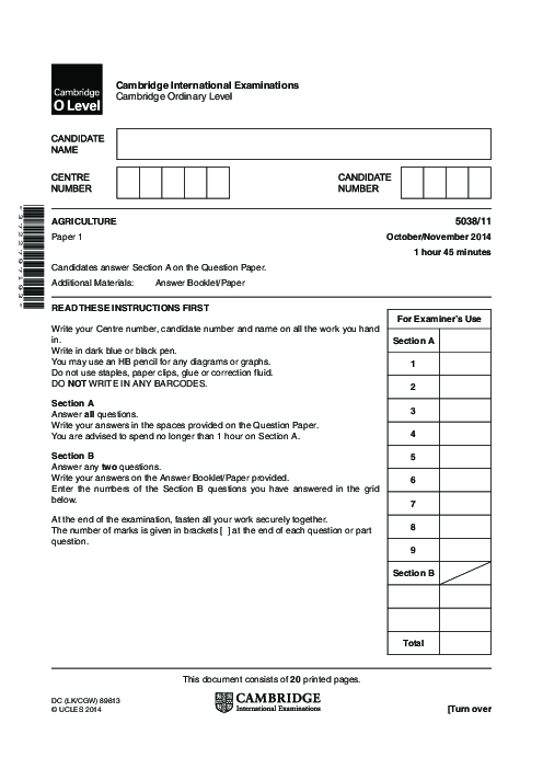 Agriculture 5038/12 Oct Nov 2012