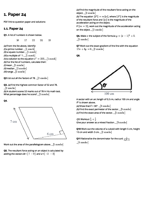 Mathematics (0580) Paper 24 Revision Note