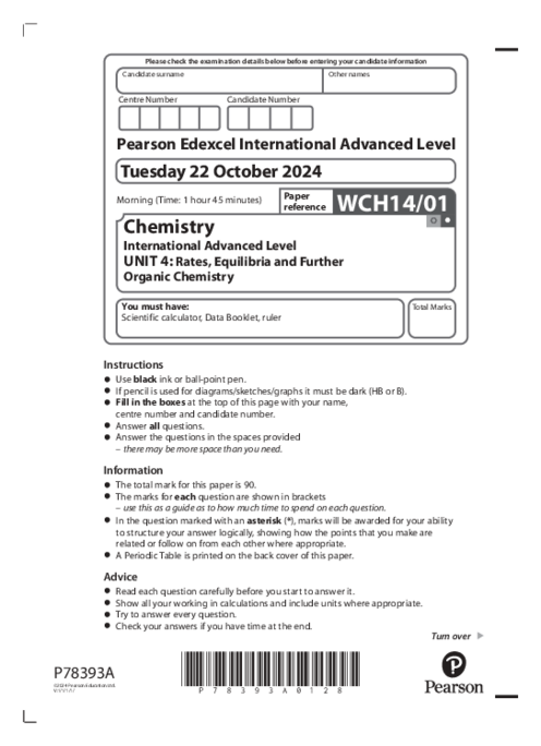 Chemistry WCH14/01 October 2024 