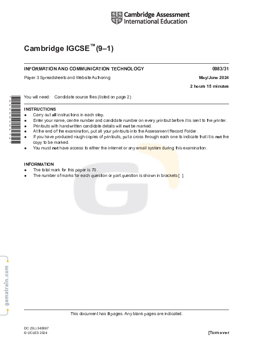 Information and Communication Technology 0983/31 May June 2024