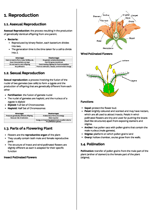 Biology (0610) Reproduction Revision Note