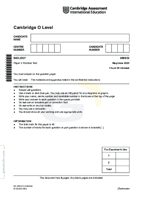 Biology 5090/32 May June 2023