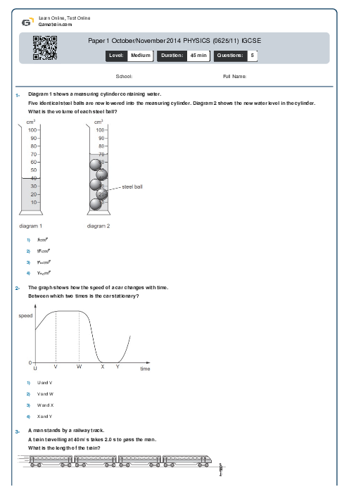 Paper 1 October/November 2014 PHYSICS (0625/11) IGCSE