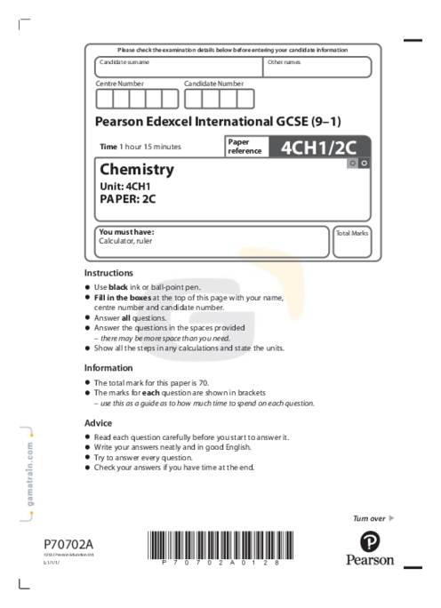 Chemistry 4CH1/2C January   2022
