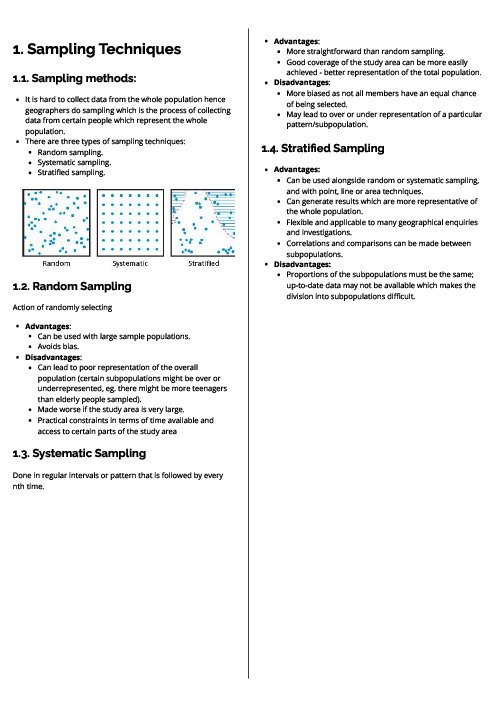 Geography (0460) Sampling Techniques Revision Note