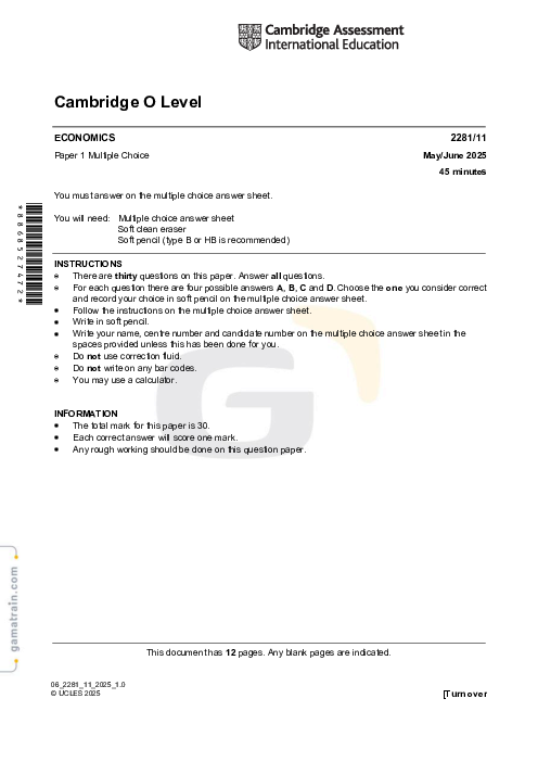 Economics 2281/11 May June 2025