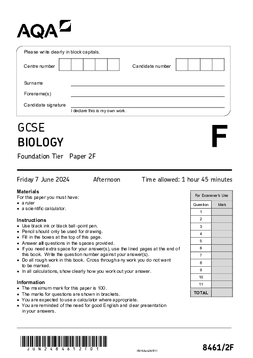 Biology 8461/2F June 2024