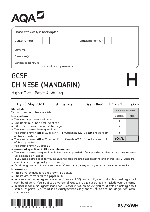 Chinese Mandarine 8673/WH June 2023