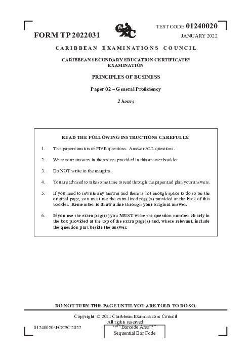 POB January 2022 Paper 2
