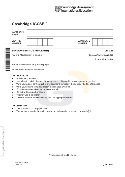 Environmental Management 0680/23 Oct Nov 2023