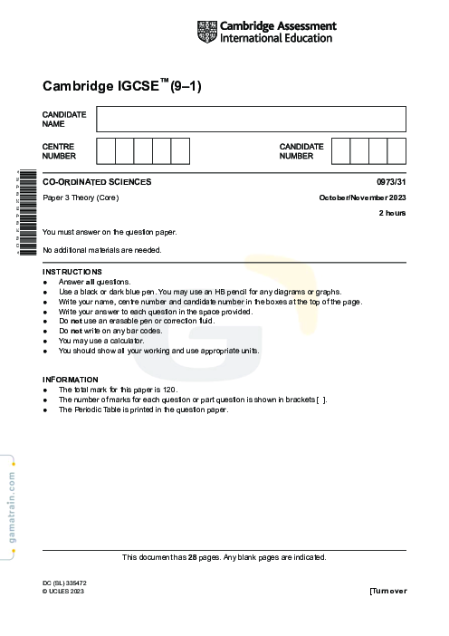 Sciences - Co-ordinated 0973/31 Oct Nov 2023