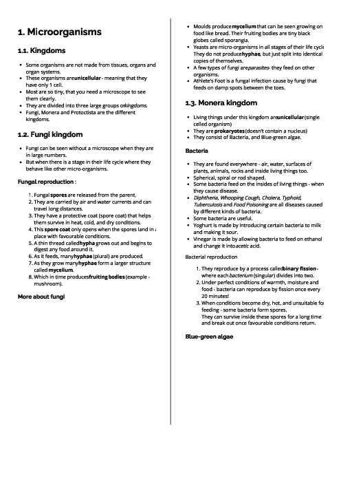 Checkpoint Science (Biology) | Microorganisms Revision Note
