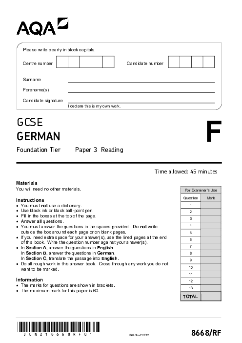 German 8668/RF June 2021