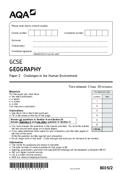 Geography 8035/2 June 2021