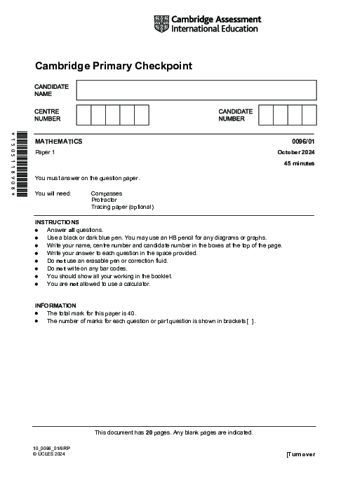 MATHEMATICS 0096,01 October 2024