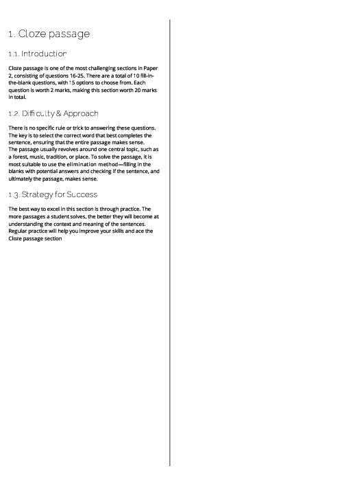 Bengali (3204)  Cloze passage Revision Note