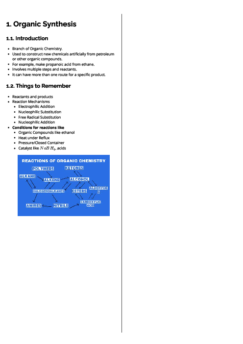 Chemistry (9701) Organic Synthesis Revision Note