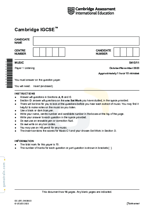 Music 0410/11 Oct Nov 2023