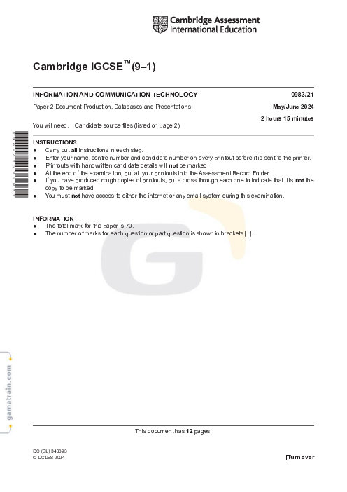 Information and Communication Technology 0983/21 May June 2024