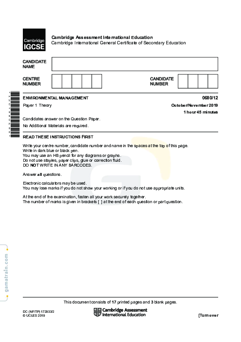 Environmental Management 0680/12 Oct Nov 2019