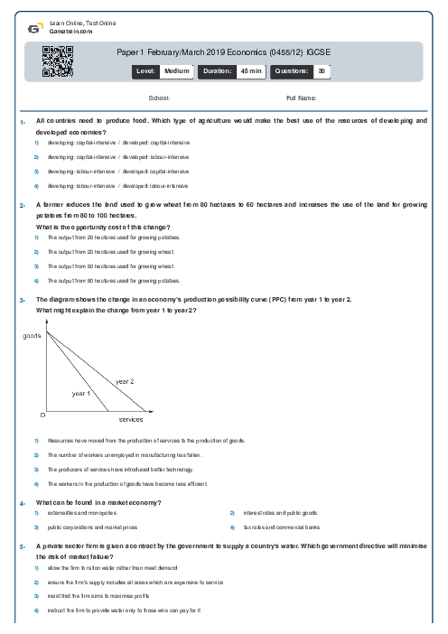 Paper 1 February/March 2019 Economics (0455/12) IGCSE