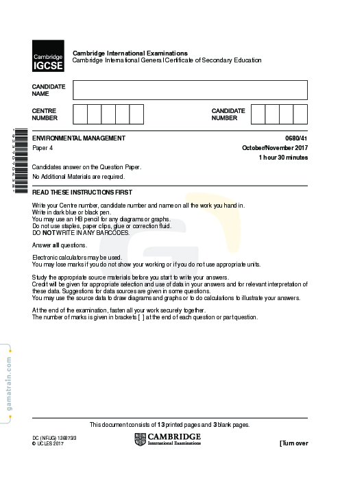 Environmental Management 0680/41 Oct Nov 2017