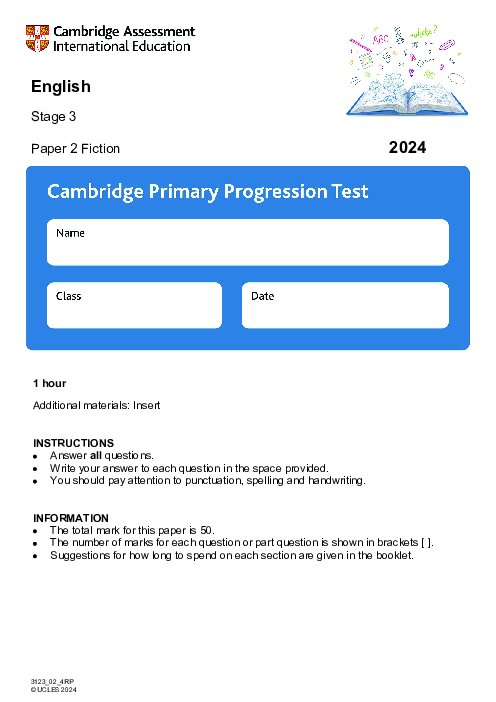 Cambridge Progression Test Stage 3 English 2024 Paper 2