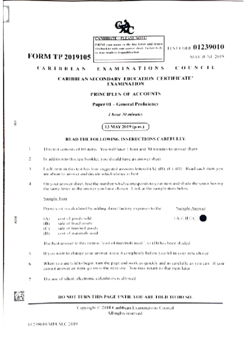 POA June 2019 Paper 1