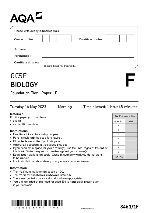 Biology 8461/1F June 2023