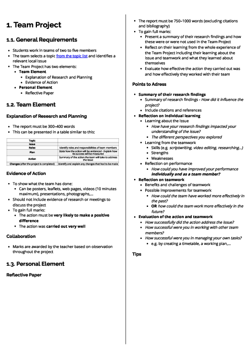  Global Perspectives (0457) Team Project Revision Note