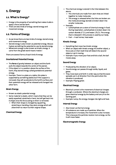 Checkpoint Science (Physics) | Energy Revision Note
