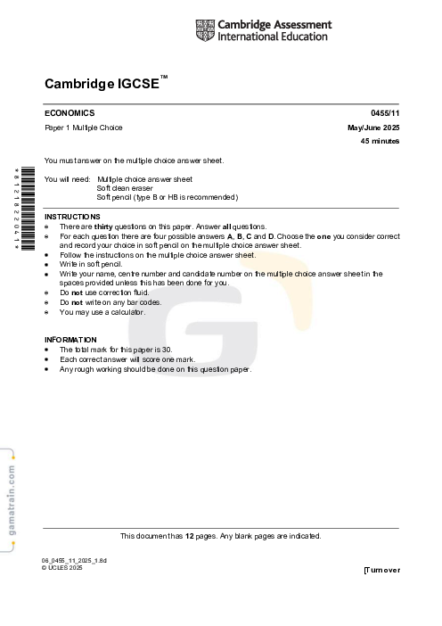 Economics 0455/11 May June 2025