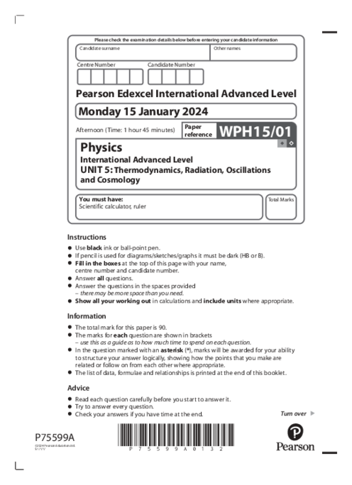 Physics WPH15/01 January 2024 