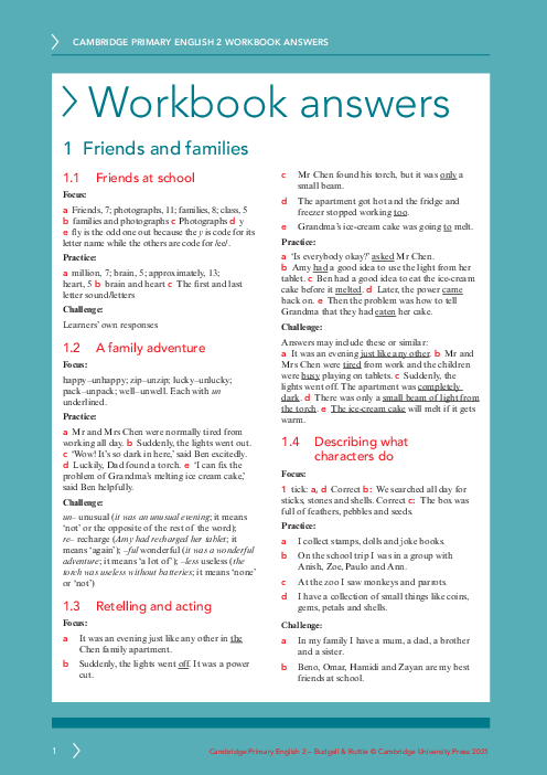 English year 2 Workbook Answers | Free PDF