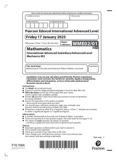  Mechanics WME02/01 January 2025 