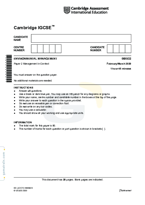Environmental Management 0680/22 March 2020