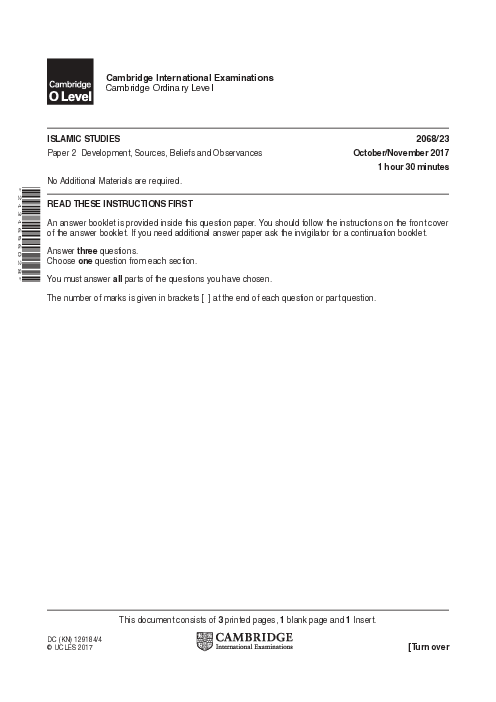 Islamic Studies 2068/12 Oct Nov 2018