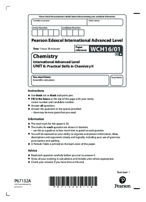 Chemistry WCH16/01 October 2021