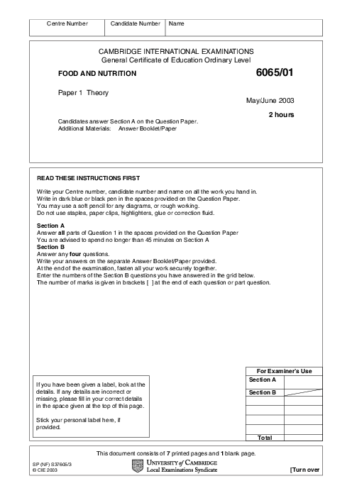 Food & Nutrition 6065/02 Oct Nov 2002