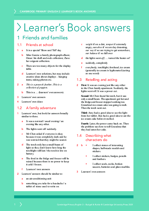 ENGLISH 2nd Language year 2 Learner′s Book Answers - PDF