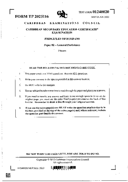 POB June 2023 Paper 2