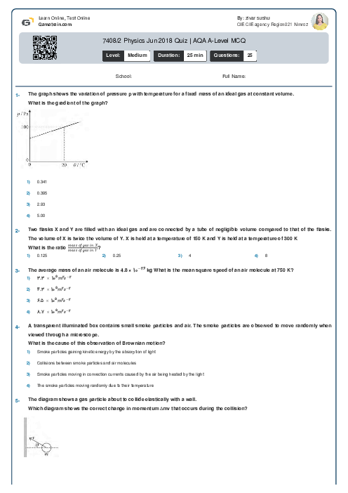  7408/2 Physics Jun 2018 Quiz | AQA A Level MCQ