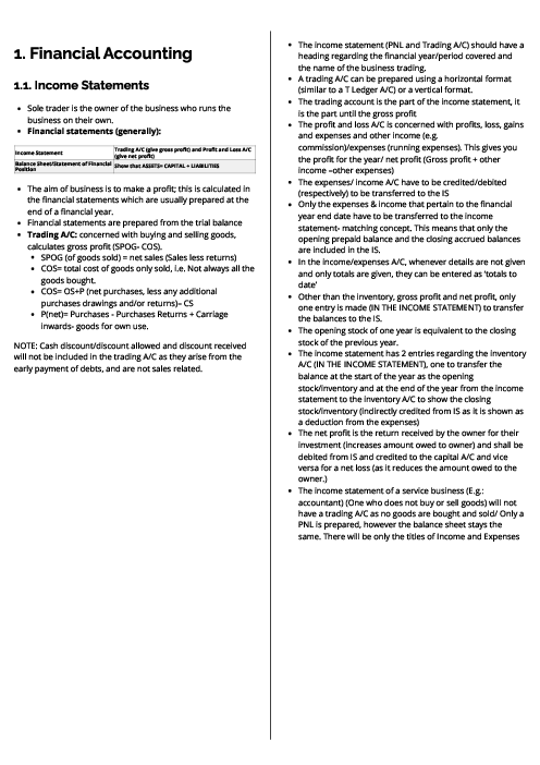Accounting (9706) Financial Accounting Revision Note