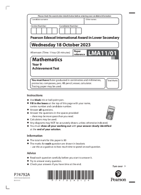 Mathematics LMA11,01 October 2023 