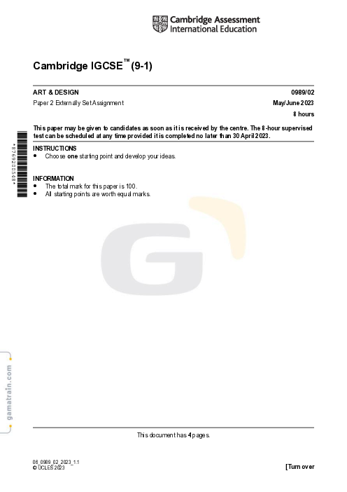 Art & Design 0989/02 May June 2023