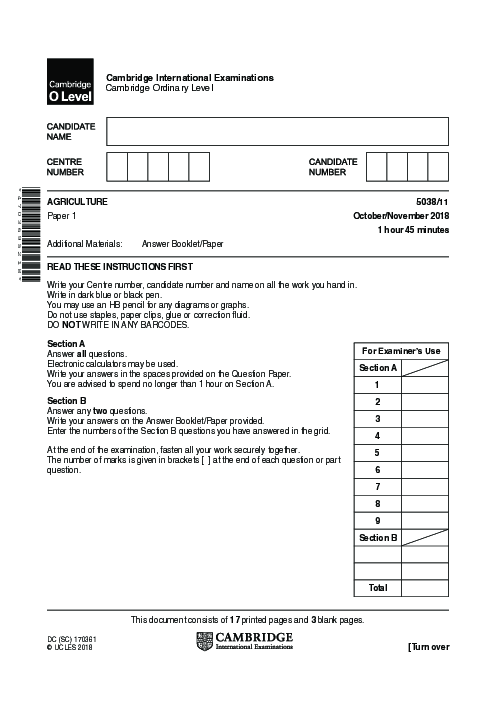 Agriculture 5038/11 Oct Nov 2018