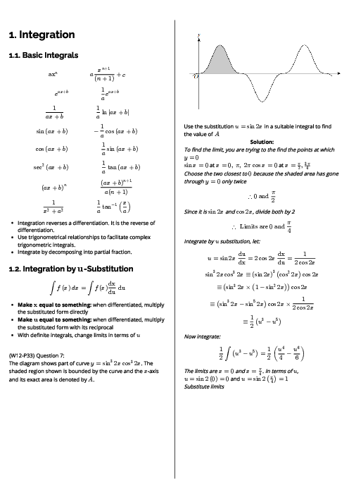Mathematics (9709) Integration Revision Note