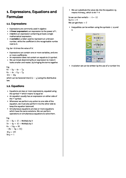 Checkpoint Mathematics | Expressions, Equations and Formulae Revision Note